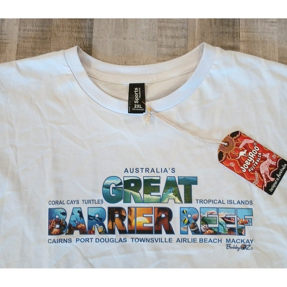 JOEY ROO AUSTRALIA T SHIRT SIZE 2XL White Great Barrier Reef Travel Diving NWT